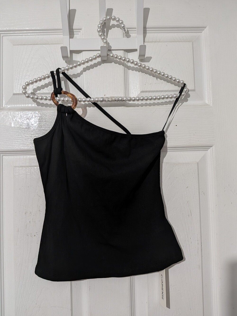 Commense Ring Detail One Shoulder Ribbed Top - Picture 13 of 14